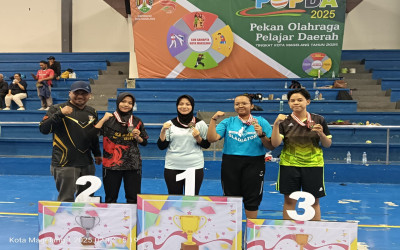 RIFDAH AQILAH NOVANNISA RAIH MEDALI PERUNGGU DALAM CABOR TENIS MEJA TUNGGAL PUTRI